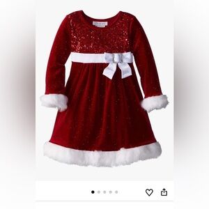New without a tag Bonnie Jean Red Velvet Dress with White Trim.